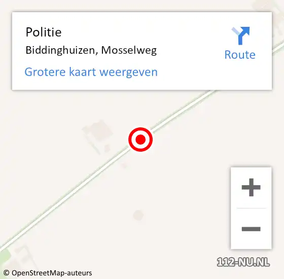 Locatie op kaart van de 112 melding: Politie Biddinghuizen, Mosselweg op 24 juli 2016 19:05