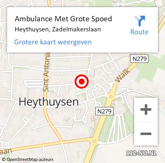 Locatie op kaart van de 112 melding: Ambulance Met Grote Spoed Naar Heythuysen, Zadelmakerslaan op 24 juli 2016 19:14