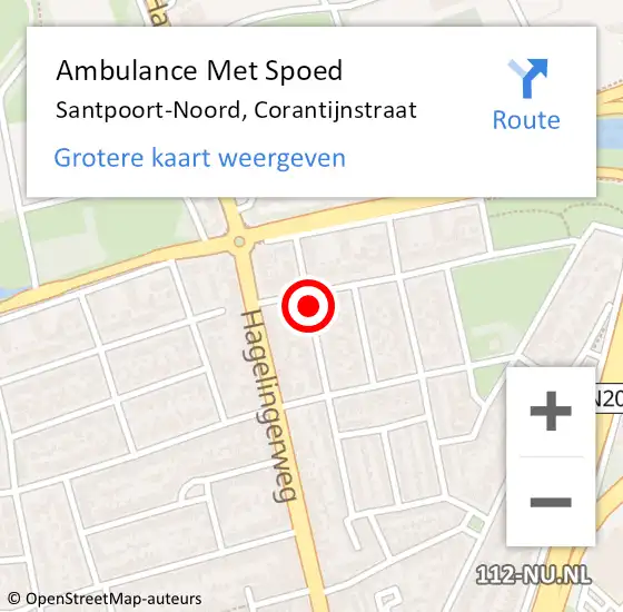 Locatie op kaart van de 112 melding: Ambulance Met Spoed Naar Santpoort-Noord, Corantijnstraat op 24 juli 2016 19:25