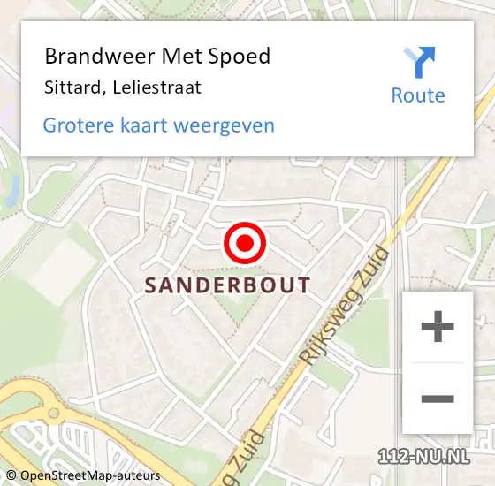 Locatie op kaart van de 112 melding: Brandweer Met Spoed Naar Sittard, Leliestraat op 24 juli 2016 19:50