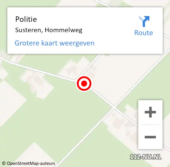 Locatie op kaart van de 112 melding: Politie Susteren, Hommelweg op 24 juli 2016 21:05