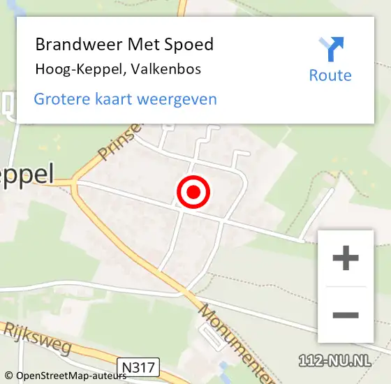 Locatie op kaart van de 112 melding: Brandweer Met Spoed Naar Hoog-Keppel, Valkenbos op 24 juli 2016 21:17