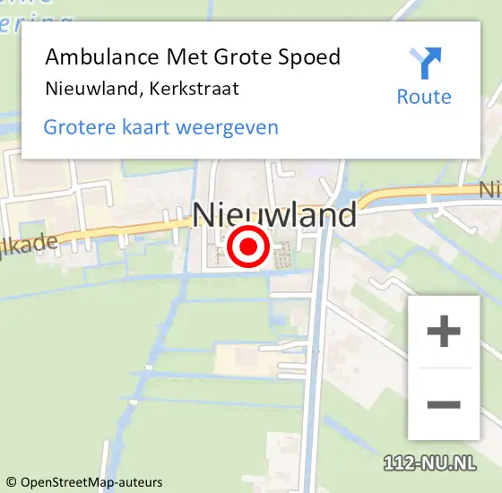 Locatie op kaart van de 112 melding: Ambulance Met Grote Spoed Naar Nieuwland, Kerkstraat op 24 juli 2016 21:44