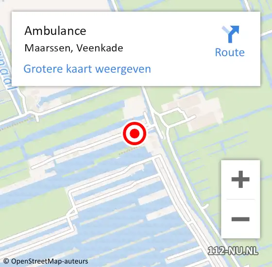 Locatie op kaart van de 112 melding: Ambulance Maarssen, Veenkade op 24 juli 2016 22:03