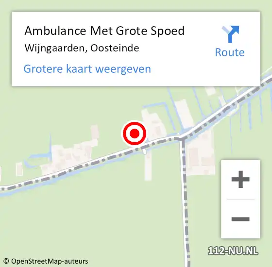 Locatie op kaart van de 112 melding: Ambulance Met Grote Spoed Naar Wijngaarden, Oosteinde op 16 september 2013 20:55