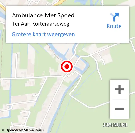 Locatie op kaart van de 112 melding: Ambulance Met Spoed Naar Ter Aar, Korteraarseweg op 24 juli 2016 22:42