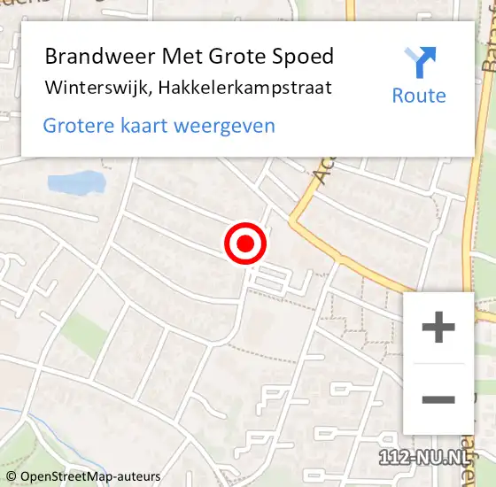 Locatie op kaart van de 112 melding: Brandweer Met Grote Spoed Naar Winterswijk, Hakkelerkampstraat op 24 juli 2016 22:53