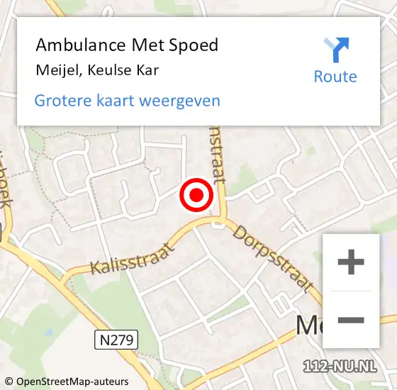 Locatie op kaart van de 112 melding: Ambulance Met Spoed Naar Meijel, Keulse Kar op 22 december 2013 10:35