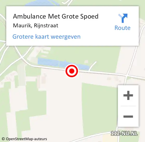 Locatie op kaart van de 112 melding: Ambulance Met Grote Spoed Naar Maurik, Rijnstraat op 25 juli 2016 00:30