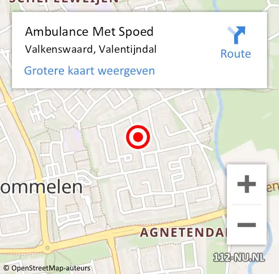 Locatie op kaart van de 112 melding: Ambulance Met Spoed Naar Valkenswaard, Valentijndal op 25 juli 2016 01:25