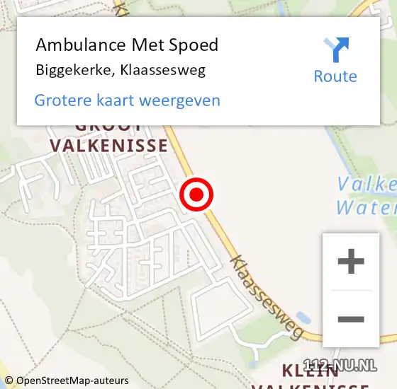 Locatie op kaart van de 112 melding: Ambulance Met Spoed Naar Biggekerke, Klaassesweg op 25 juli 2016 02:01