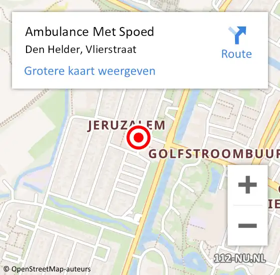 Locatie op kaart van de 112 melding: Ambulance Met Spoed Naar Den Helder, Vlierstraat op 25 juli 2016 03:03