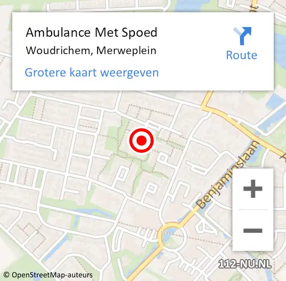 Locatie op kaart van de 112 melding: Ambulance Met Spoed Naar Woudrichem, Merweplein op 25 juli 2016 04:22
