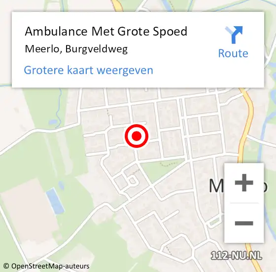 Locatie op kaart van de 112 melding: Ambulance Met Grote Spoed Naar Meerlo, Burgveldweg op 25 juli 2016 05:12