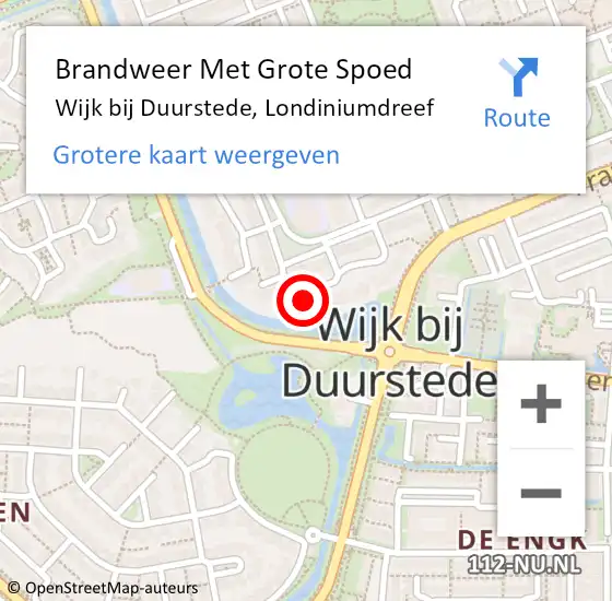 Locatie op kaart van de 112 melding: Brandweer Met Grote Spoed Naar Wijk bij Duurstede, Londiniumdreef op 25 juli 2016 05:39