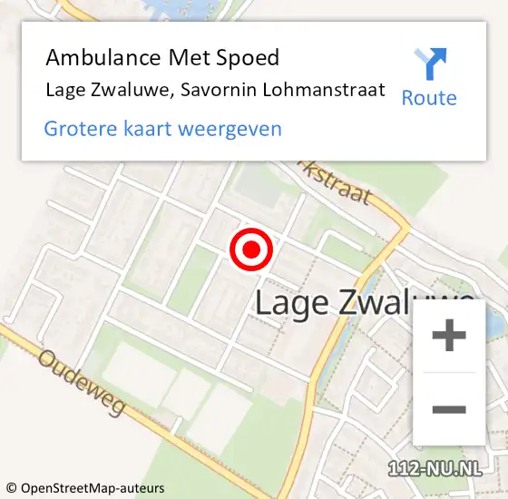 Locatie op kaart van de 112 melding: Ambulance Met Spoed Naar Lage Zwaluwe, Savornin Lohmanstraat op 25 juli 2016 06:01