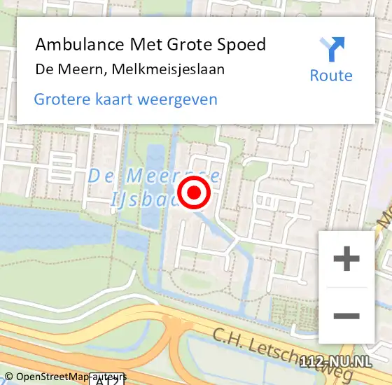 Locatie op kaart van de 112 melding: Ambulance Met Grote Spoed Naar De Meern, Melkmeisjeslaan op 25 juli 2016 06:07