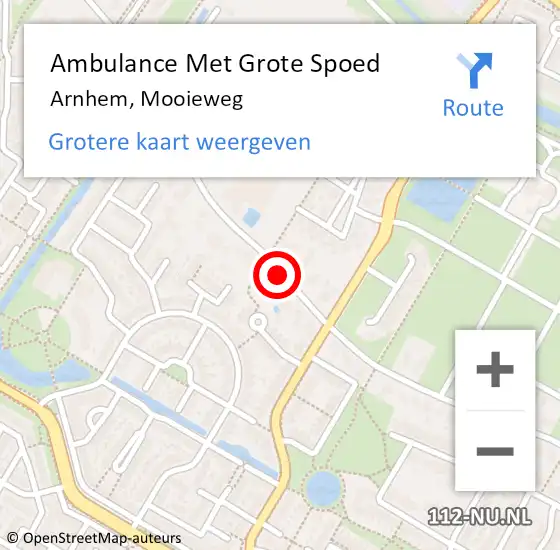 Locatie op kaart van de 112 melding: Ambulance Met Grote Spoed Naar Arnhem, Mooieweg op 25 juli 2016 06:46