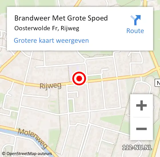 Locatie op kaart van de 112 melding: Brandweer Met Grote Spoed Naar Oosterwolde Fr, Rijweg op 22 december 2013 11:02