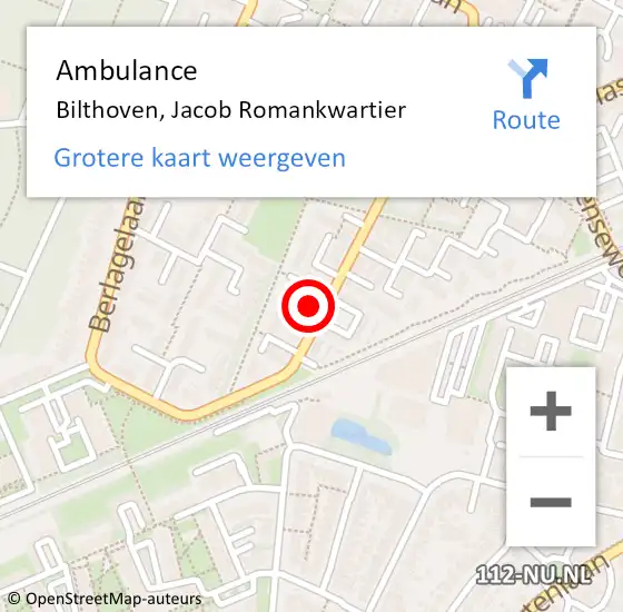 Locatie op kaart van de 112 melding: Ambulance Bilthoven, Jacob Romankwartier op 16 september 2013 21:00