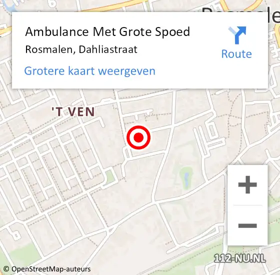 Locatie op kaart van de 112 melding: Ambulance Met Grote Spoed Naar Rosmalen, Dahliastraat op 25 juli 2016 08:48