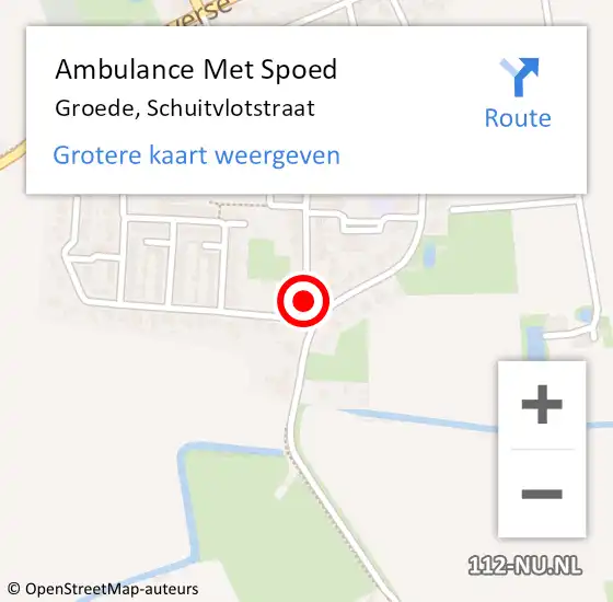 Locatie op kaart van de 112 melding: Ambulance Met Spoed Naar Groede, Schuitvlotstraat op 25 juli 2016 08:57