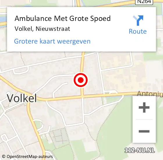 Locatie op kaart van de 112 melding: Ambulance Met Grote Spoed Naar Volkel, Nieuwstraat op 25 juli 2016 09:26