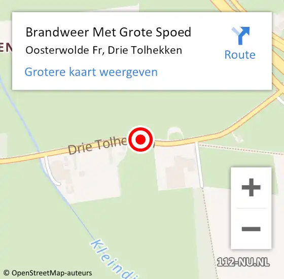 Locatie op kaart van de 112 melding: Brandweer Met Grote Spoed Naar Oosterwolde Fr, Drie Tolhekken op 16 september 2013 21:01