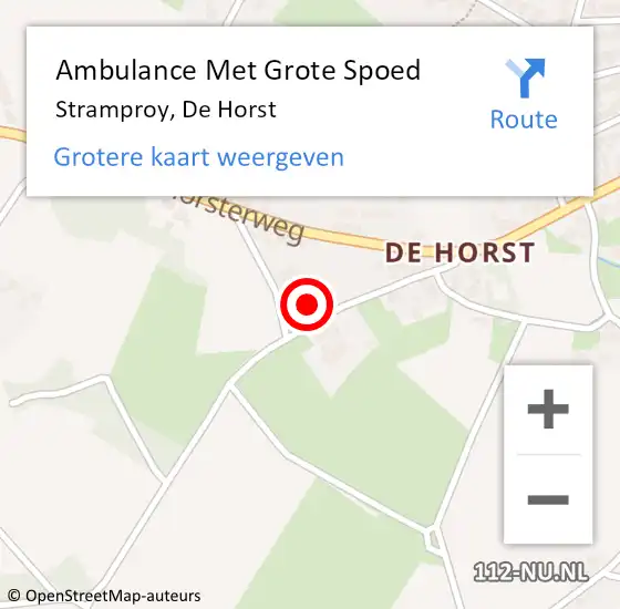 Locatie op kaart van de 112 melding: Ambulance Met Grote Spoed Naar Stramproy, De Horst op 22 december 2013 11:19