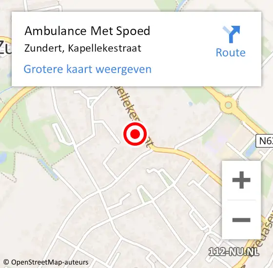 Locatie op kaart van de 112 melding: Ambulance Met Spoed Naar Zundert, Kapellekestraat op 25 juli 2016 10:50