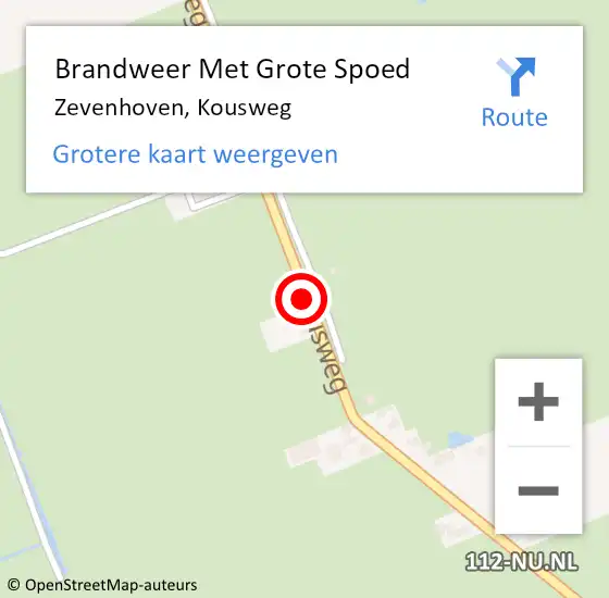 Locatie op kaart van de 112 melding: Brandweer Met Grote Spoed Naar Zevenhoven, Kousweg op 25 juli 2016 11:07