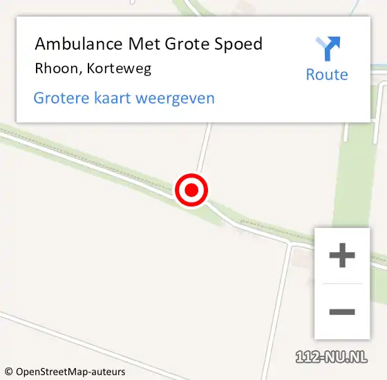 Locatie op kaart van de 112 melding: Ambulance Met Grote Spoed Naar Rhoon, Korteweg op 25 juli 2016 11:15