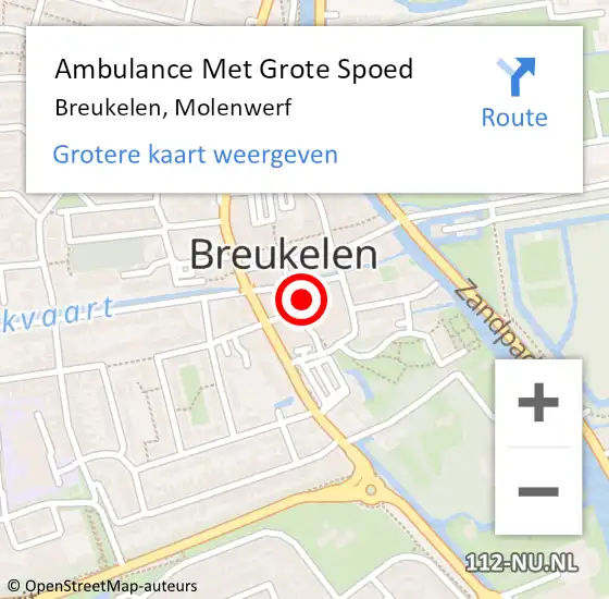 Locatie op kaart van de 112 melding: Ambulance Met Grote Spoed Naar Breukelen, Molenwerf op 22 december 2013 11:28