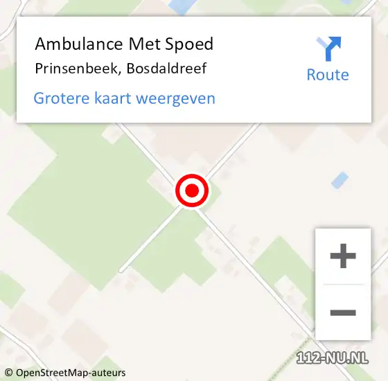 Locatie op kaart van de 112 melding: Ambulance Met Spoed Naar Prinsenbeek, Bosdaldreef op 25 juli 2016 11:54