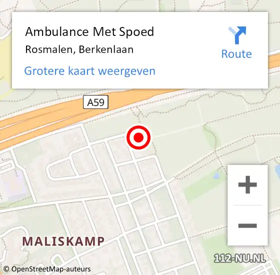 Locatie op kaart van de 112 melding: Ambulance Met Spoed Naar Rosmalen, Berkenlaan op 25 juli 2016 11:59