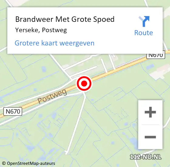 Locatie op kaart van de 112 melding: Brandweer Met Grote Spoed Naar Yerseke, N670 hectometerpaal: 6,0 op 25 juli 2016 12:11