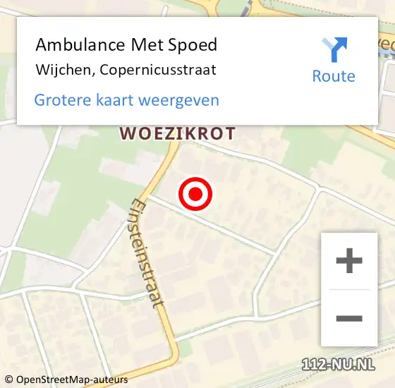 Locatie op kaart van de 112 melding: Ambulance Met Spoed Naar Wijchen, Copernicusstraat op 25 juli 2016 12:11