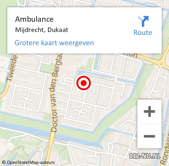 Locatie op kaart van de 112 melding: Ambulance Mijdrecht, Dukaat op 25 juli 2016 12:59