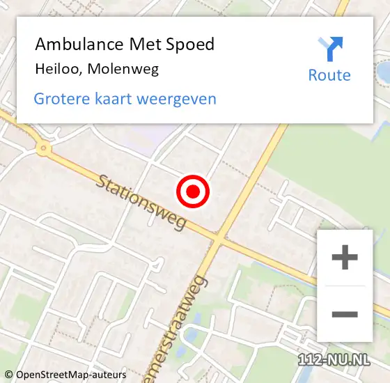 Locatie op kaart van de 112 melding: Ambulance Met Spoed Naar Heiloo, Molenweg op 25 juli 2016 13:34
