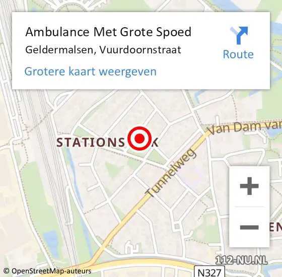 Locatie op kaart van de 112 melding: Ambulance Met Grote Spoed Naar Geldermalsen, Vuurdoornstraat op 25 juli 2016 13:40