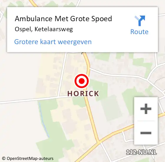 Locatie op kaart van de 112 melding: Ambulance Met Grote Spoed Naar Ospel, Ketelaarsweg op 25 juli 2016 14:12