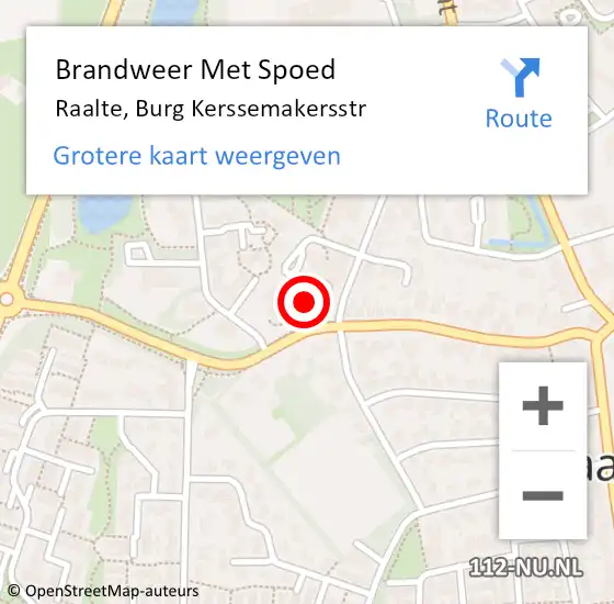 Locatie op kaart van de 112 melding: Brandweer Met Spoed Naar Raalte, Burg Kerssemakersstr op 25 juli 2016 14:33