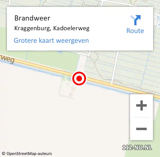 Locatie op kaart van de 112 melding: Brandweer Kraggenburg, Kadoelerweg op 25 juli 2016 14:33
