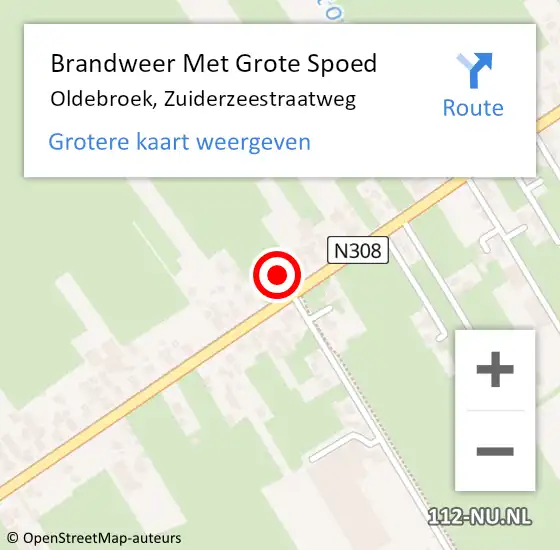 Locatie op kaart van de 112 melding: Brandweer Met Grote Spoed Naar Oldebroek, Zuiderzeestraatweg op 25 juli 2016 14:51