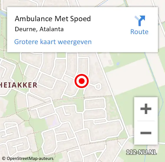 Locatie op kaart van de 112 melding: Ambulance Met Spoed Naar Deurne, Atalanta op 25 juli 2016 15:10