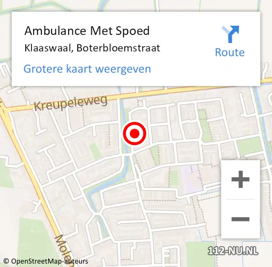 Locatie op kaart van de 112 melding: Ambulance Met Spoed Naar Klaaswaal, Boterbloemstraat op 25 juli 2016 17:27