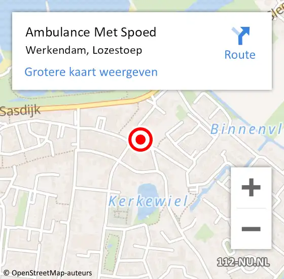 Locatie op kaart van de 112 melding: Ambulance Met Spoed Naar Werkendam, Lozestoep op 25 juli 2016 17:37