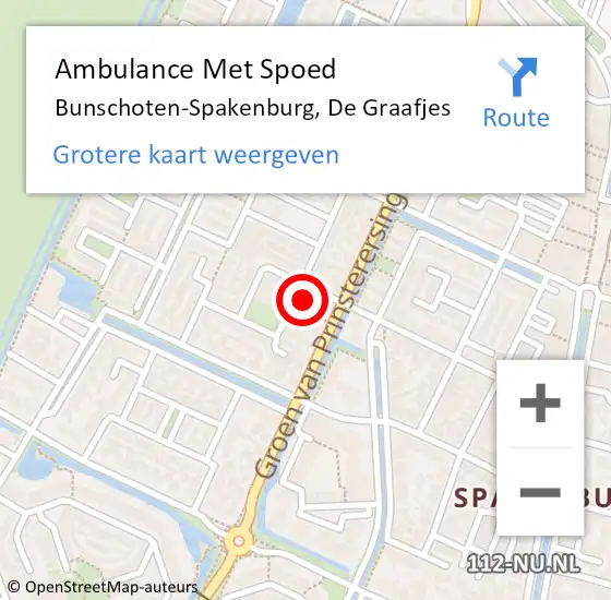 Locatie op kaart van de 112 melding: Ambulance Met Spoed Naar Bunschoten-Spakenburg, De Graafjes op 25 juli 2016 17:57