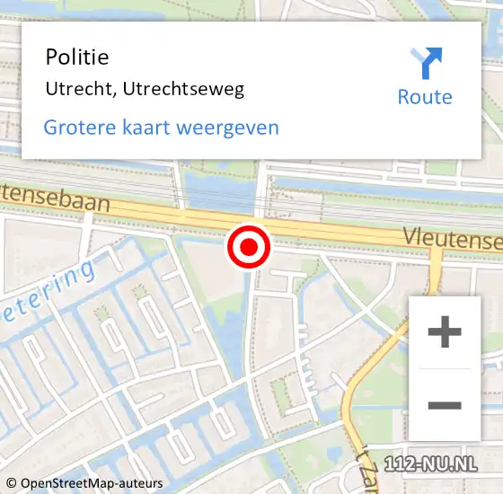 Locatie op kaart van de 112 melding: Politie Utrecht, Utrechtseweg op 25 juli 2016 18:10