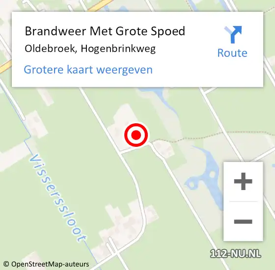 Locatie op kaart van de 112 melding: Brandweer Met Grote Spoed Naar Oldebroek, Hogenbrinkweg op 25 juli 2016 18:10